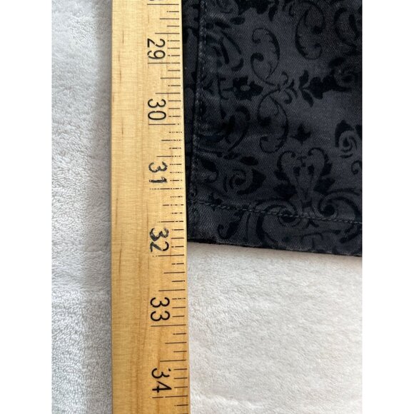NYDJ Pants Womens 12 Black Velvet Flocked‎ Slim Straight USA - Picture 8 of 9